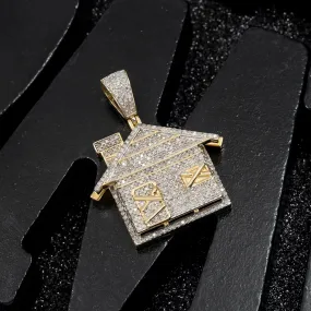 10K GOLD DIAMOND TRAP HOUSE PENDANT 1.08 CT