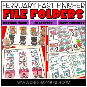 20 Early Finishers Activities, File Folder Games & Morning Work for February | Printable Classroom Resource | One Sharp Bunch