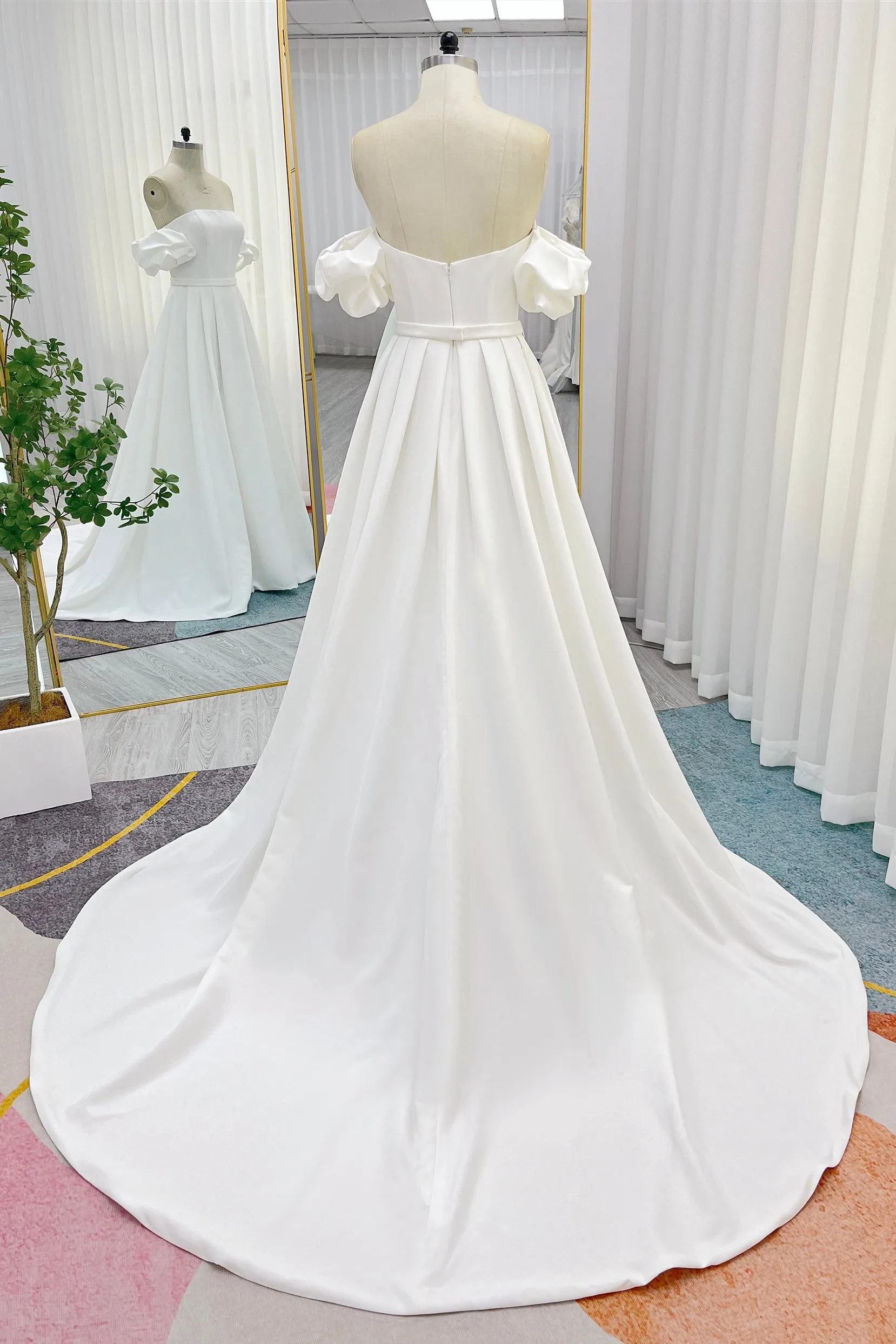 A-Line Court Train Elastic Cloth Wedding Dress CW3247