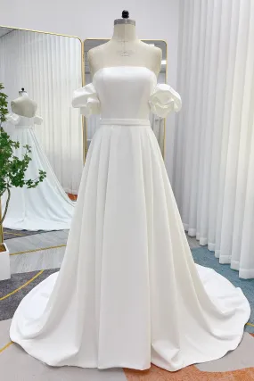 A-Line Court Train Elastic Cloth Wedding Dress CW3247