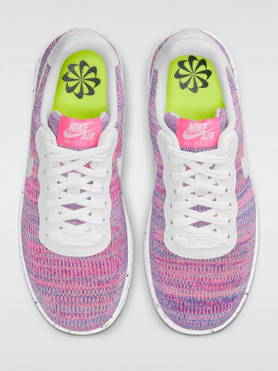 Air Force 1 Crater Flyknit Sneaker - Fuchsia Glow-White-Pink Blast-Green Glow