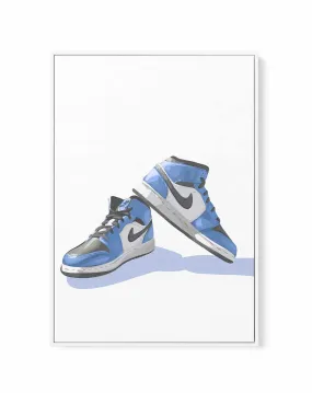 Air Jordans Blue | Framed Canvas Art Print