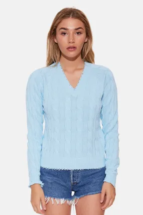 Amber Cable V Neck Sweater Summer Song