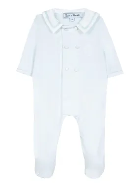 Babygrow - Sky blue cotton with pointed collar