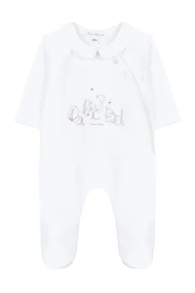 Babygrow - White velour with alphabet