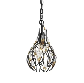 Bask 271M01MBFG 1-Light Crystal Mini Pendant Light - Matte Black/French Gold