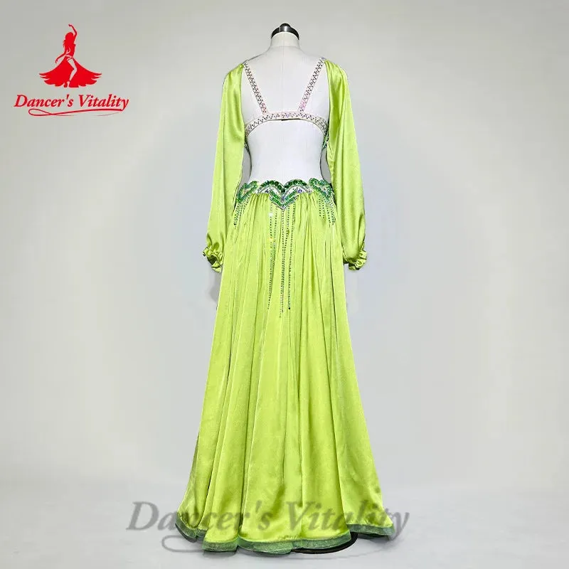 Bellydance Performance Costumes Women's Customization Luxury Diamond Backless Tassel Dress Oriental Dance High End Dance Skirt