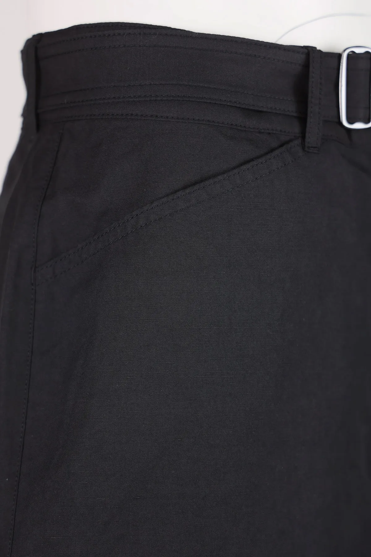 Belted Shorts - Black Linen