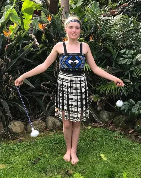 Blue NZ Maori Girls Kapa Haka Costume