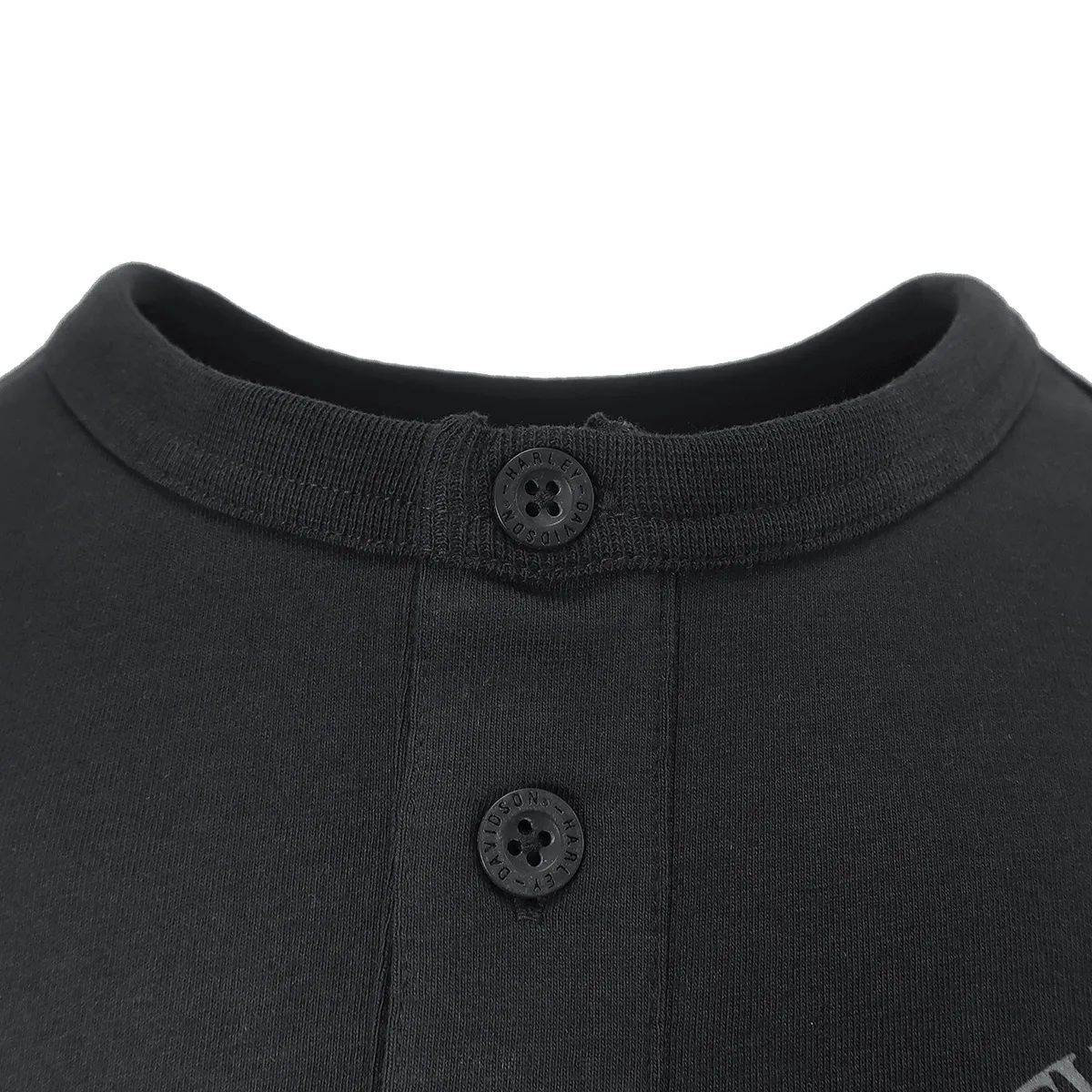 Branded  Men's Henley T-Shirt Black Willie G Skull 3 Button Long Sleeve