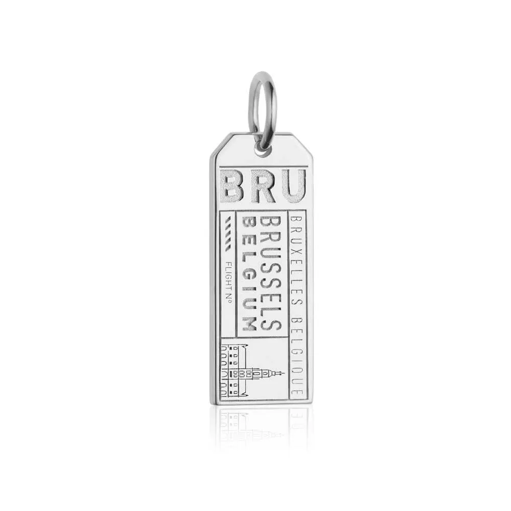 Brussels Belgium BRU Luggage Tag Charm Silver