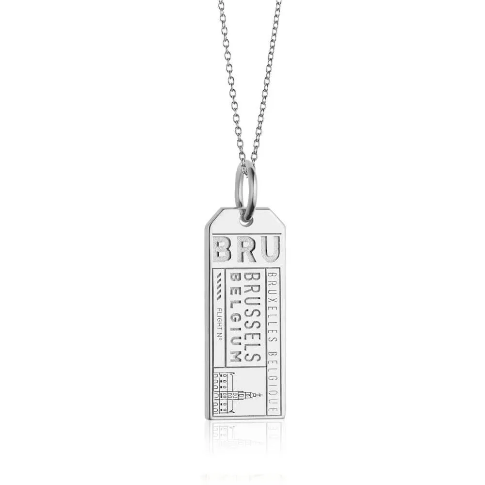 Brussels Belgium BRU Luggage Tag Charm Silver