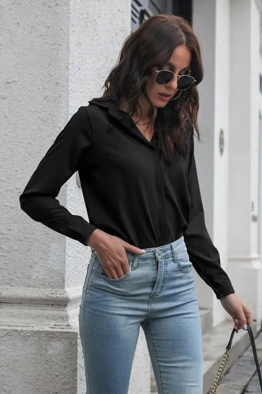 Casual Long Sleeved Chiffon Shirt