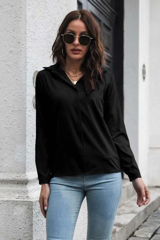 Casual Long Sleeved Chiffon Shirt