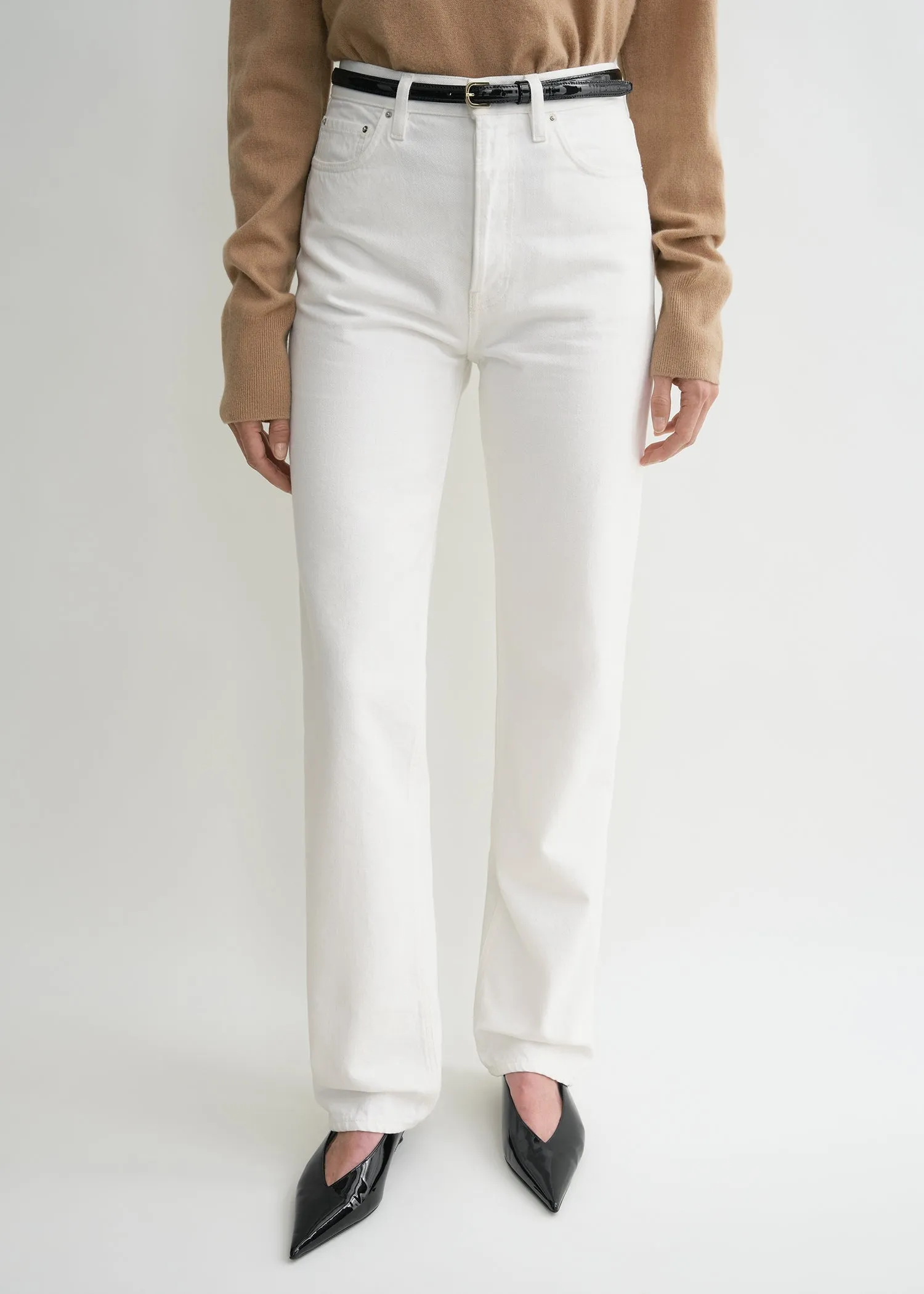 Classic cut denim full length off-white