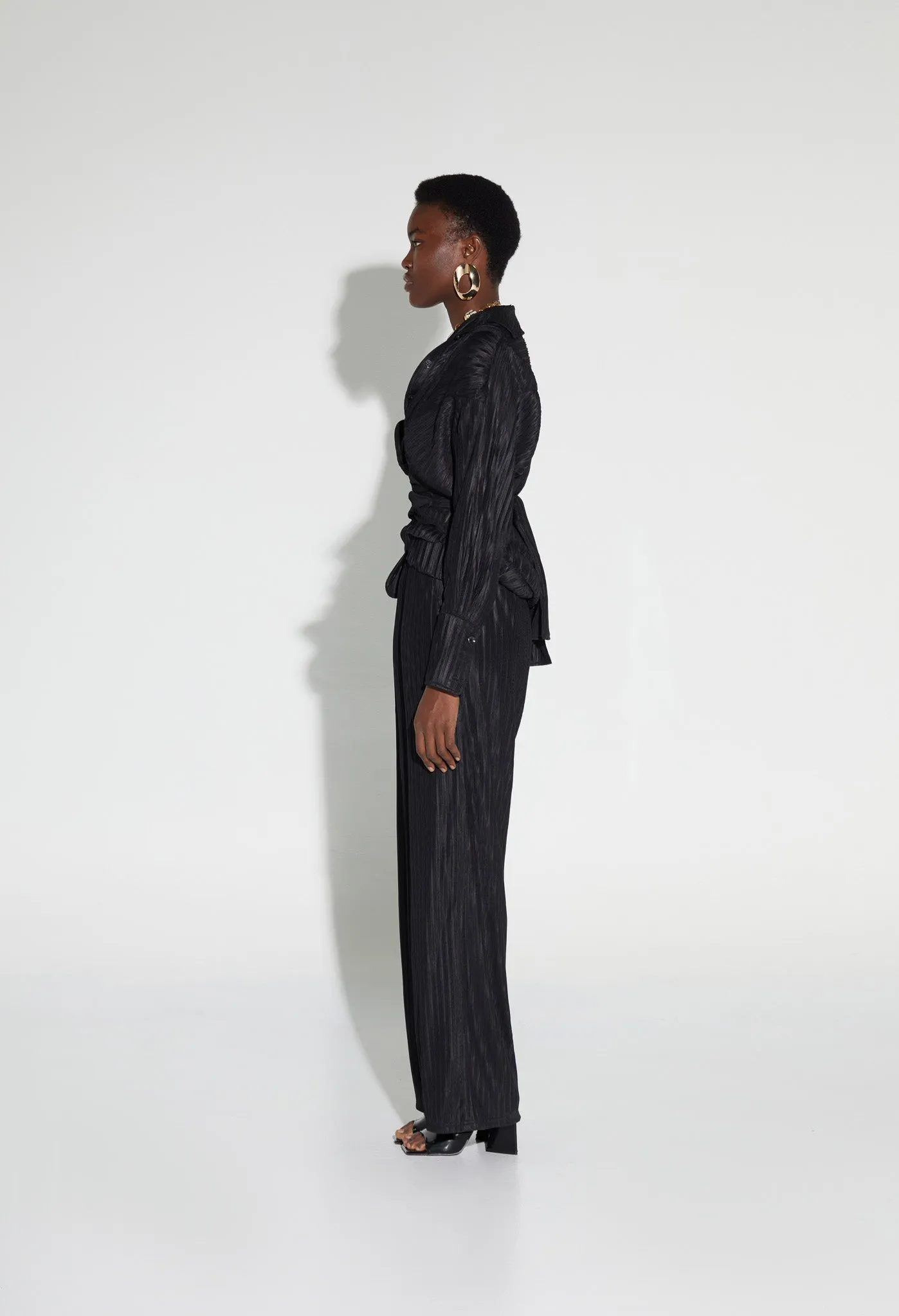 Crinkle Wide Pants - Panther