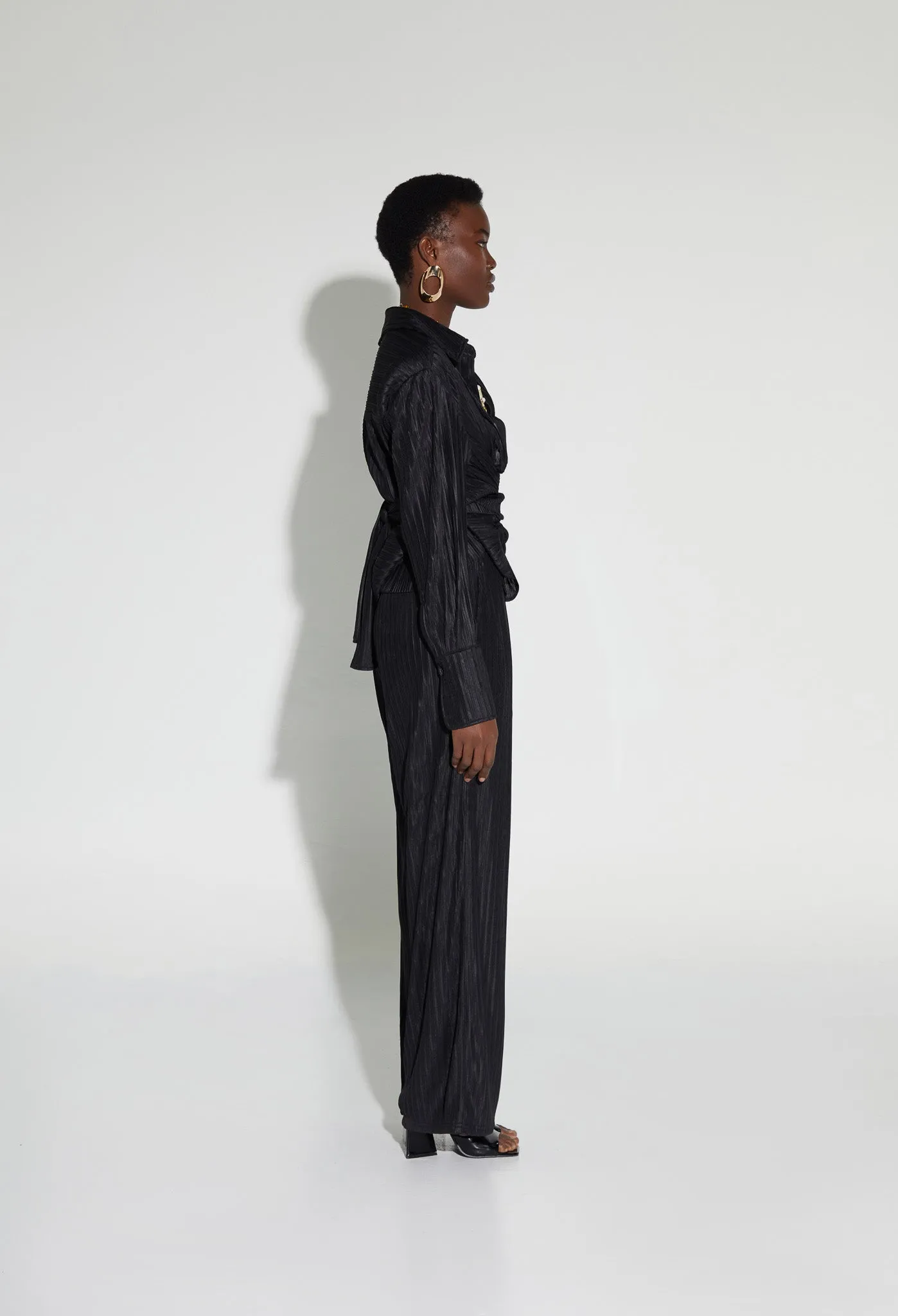 Crinkle Wide Pants - Panther