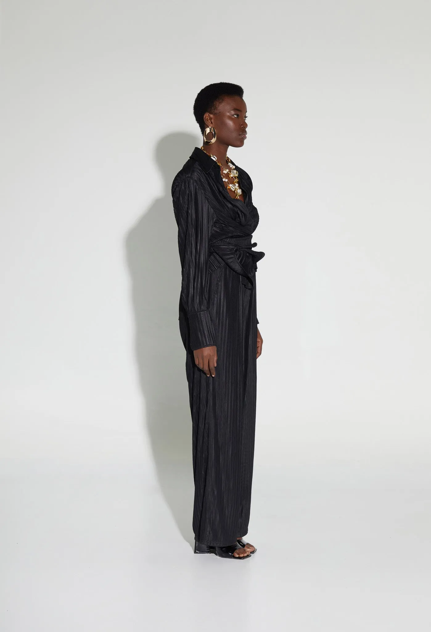 Crinkle Wide Pants - Panther