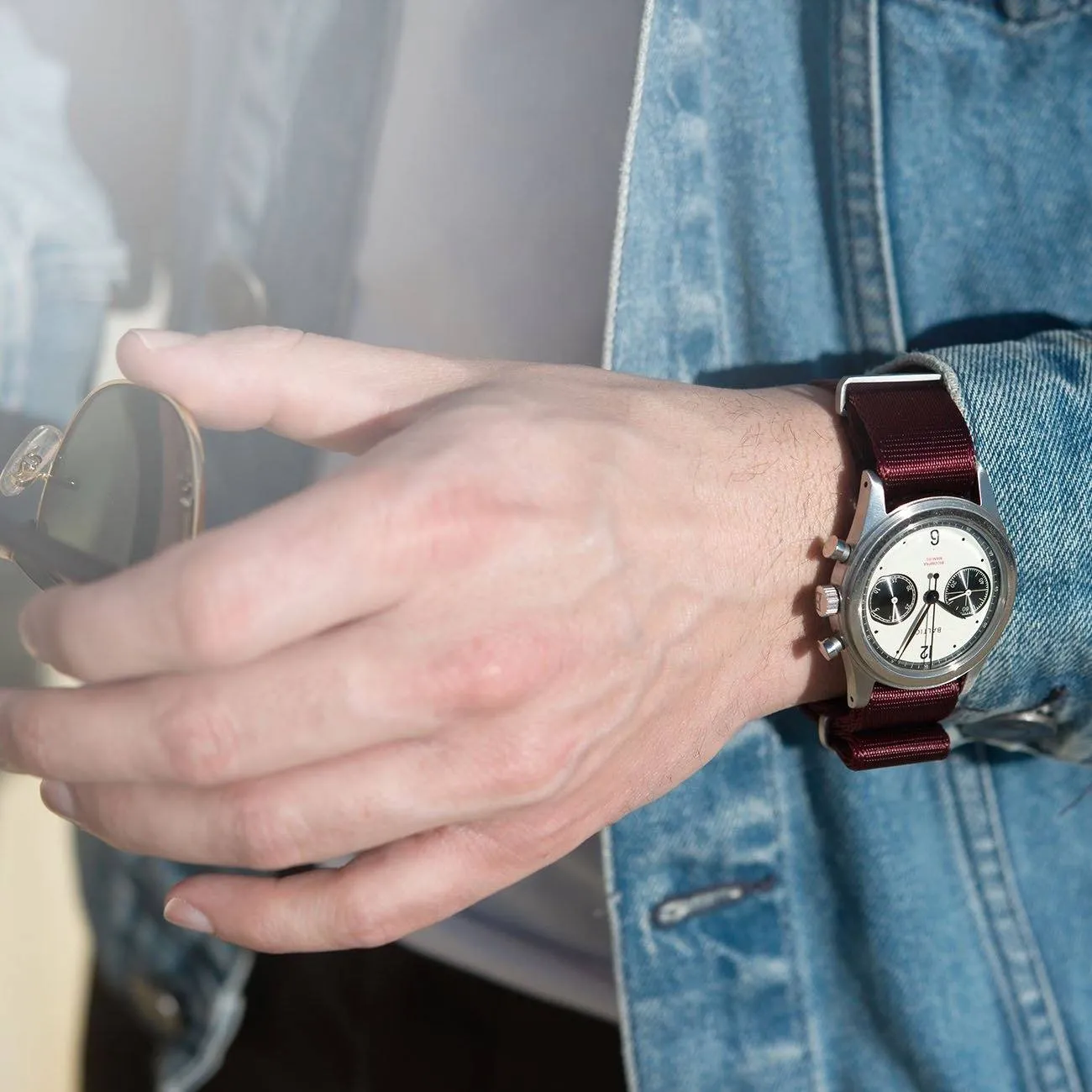 Deluxe Nylon Single Pass Watch Strap Burgundy Red