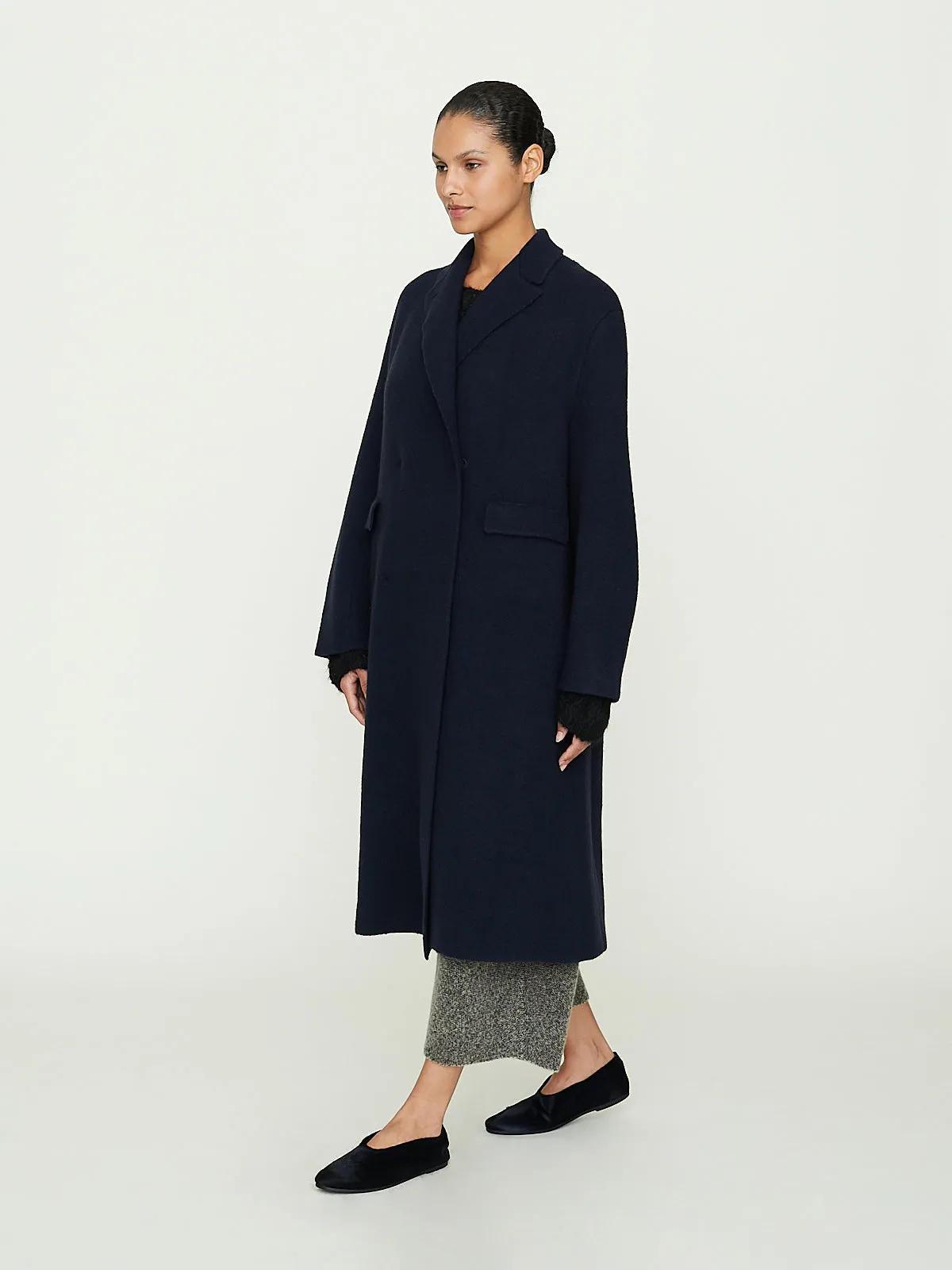 Double Outerwear Coat in Navy