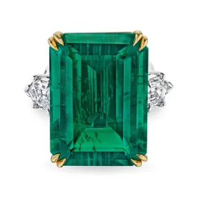 Emerald Cut Diamond Ring With Bullet Diamonds, 26 CT