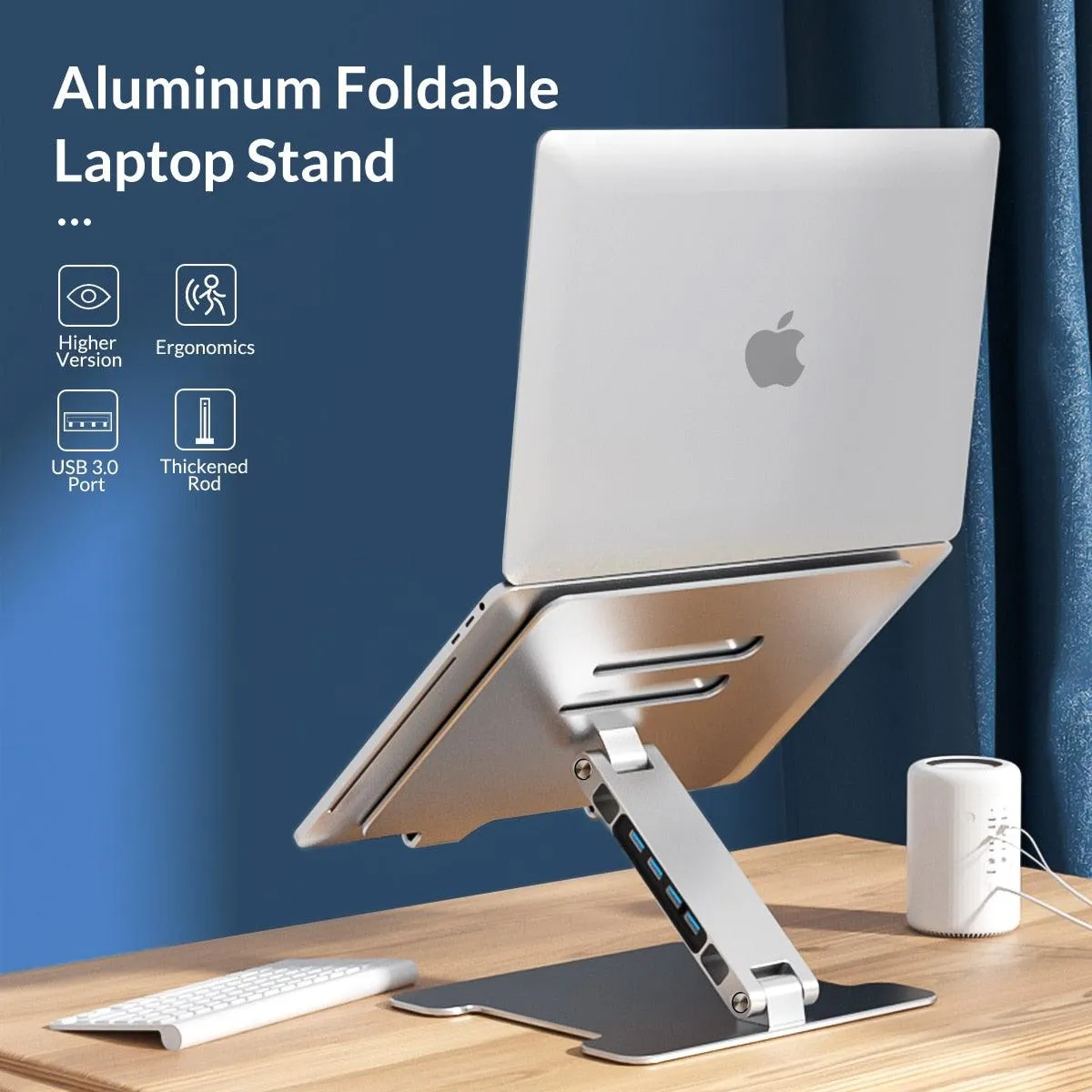 Foldable Laptop Aluminum Stand with 4 Port USB 3.0