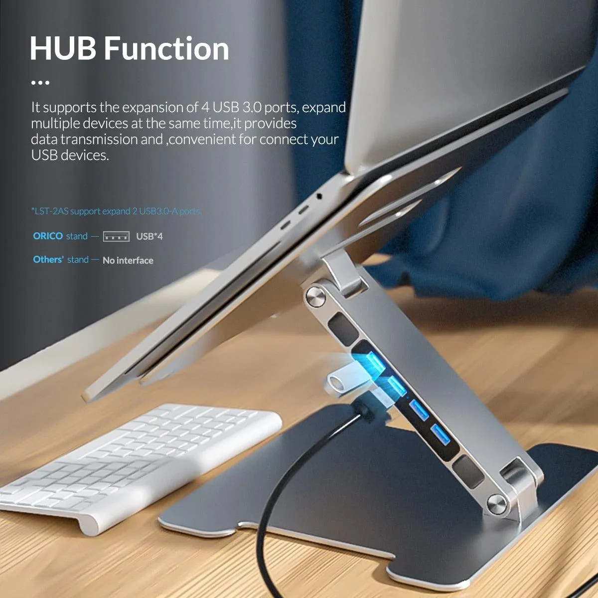 Foldable Laptop Aluminum Stand with 4 Port USB 3.0