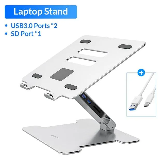 Foldable Laptop Aluminum Stand with 4 Port USB 3.0