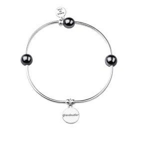 Grandmother | Soft Bangle Charm Bracelet | Hematite