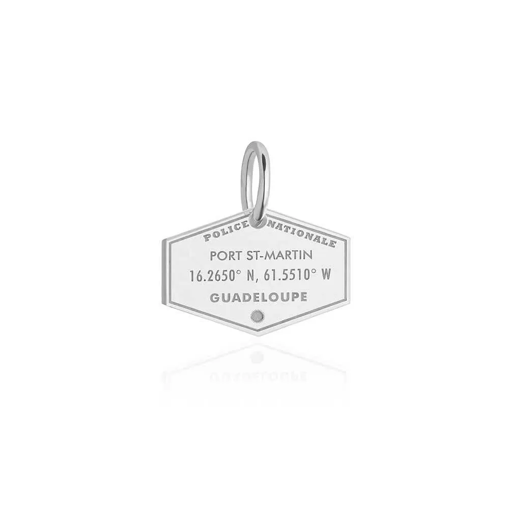 Guadeloupe Passport Stamp Charm Silver