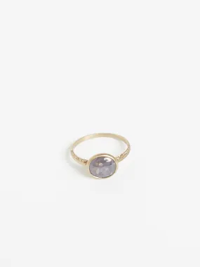 Gunilla Ring in 18k White Gold Palladium with 2.84ct Oval Corundum Cabochon