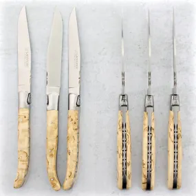 Laguiole Forged Steak Knives Karelian Birch