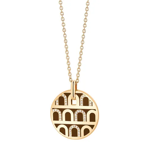 L'Arc de DAVIDOR Pendant GM, 18k Yellow Gold with Lacquered Ceramic and Colonnato Diamonds