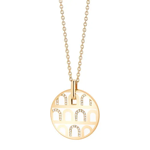 L'Arc de DAVIDOR Pendant GM, 18k Yellow Gold with Lacquered Ceramic and Colonnato Diamonds