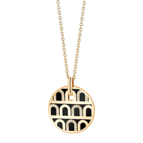 L'Arc de DAVIDOR Pendant GM, 18k Yellow Gold with Lacquered Ceramic and Colonnato Diamonds