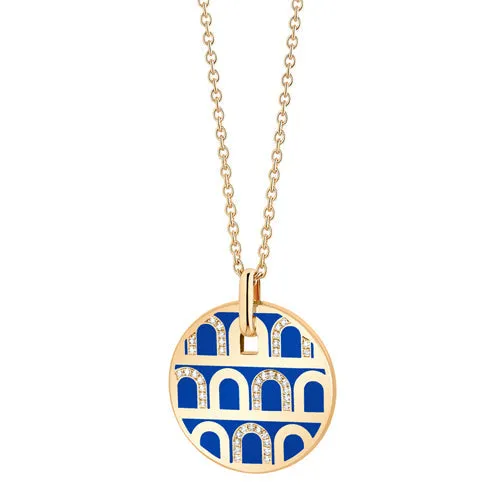 L'Arc de DAVIDOR Pendant GM, 18k Yellow Gold with Lacquered Ceramic and Colonnato Diamonds