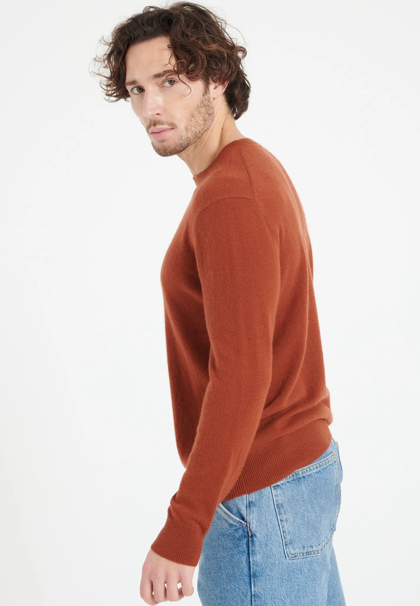 LUKE 2 Pull col rond en cachemire terracotta