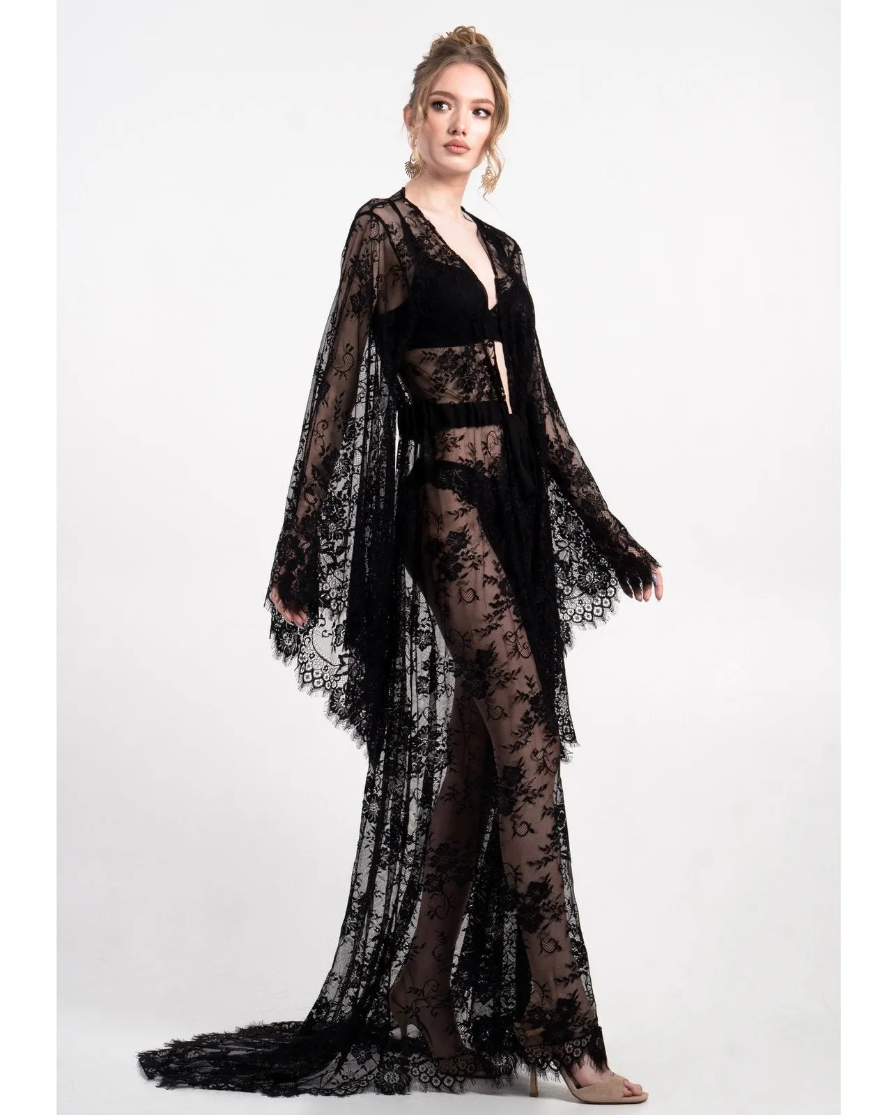 Lumina Long Lace Sheer Robe