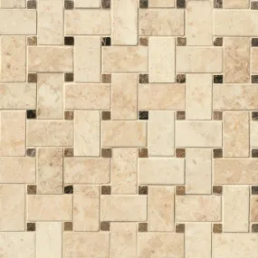 Marble Tile Collection Crema Cappuccino Basketweave Pattern