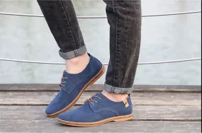 Men Casual Leather Chaussure Homme Shoes Blue