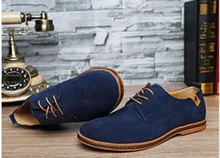 Men Casual Leather Chaussure Homme Shoes Blue