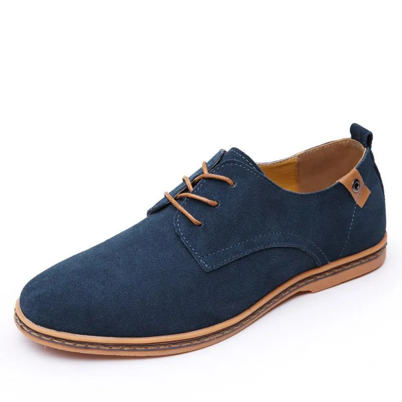 Men Casual Leather Chaussure Homme Shoes Blue