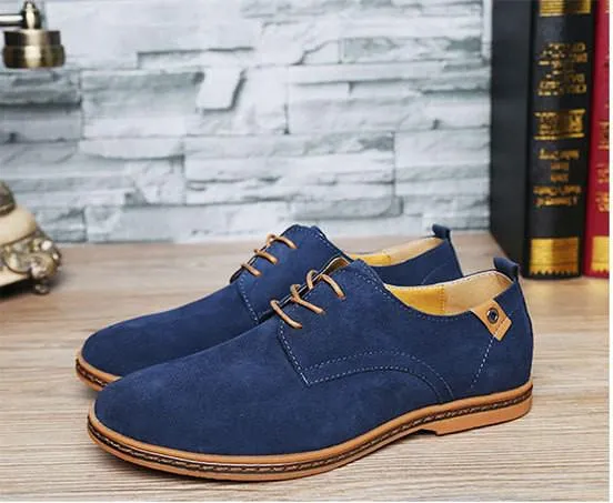 Men Casual Leather Chaussure Homme Shoes Blue