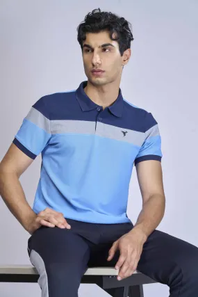 Men Colorblock Slim Fit Polo T-shirt with MATPIQ