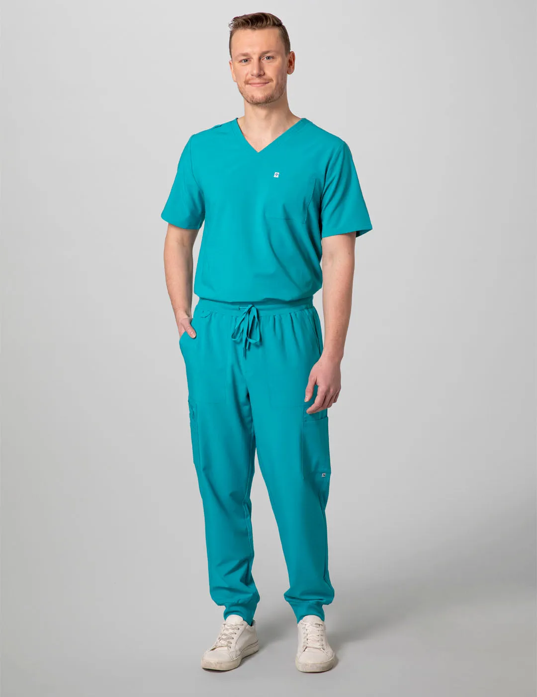 Mens 2-Pocket V-Neck Scrub Top