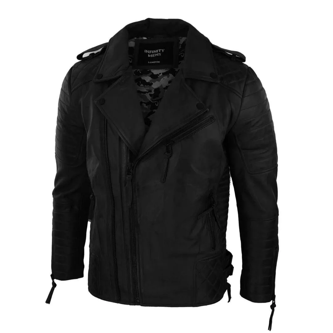 Mens Biker Jacket Cross Zip Black Wine Retro Vintage Tailored Fit Rock Punk