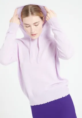 MIA 16 Sweat à capuche en cachemire avec finitions ciselées lilas