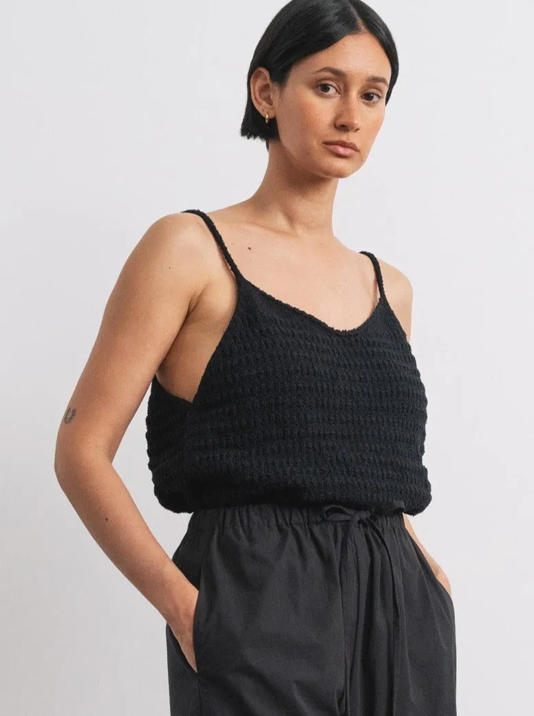 Myra Tank, Organic Cotton Bouclé, Black