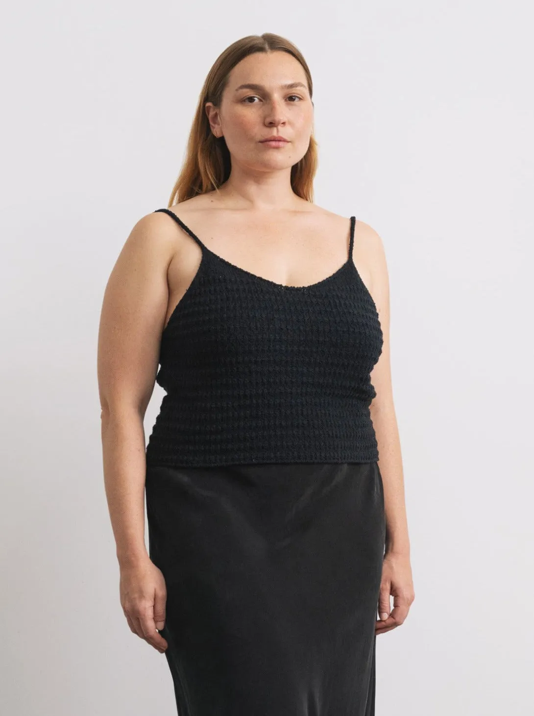 Myra Tank, Organic Cotton Bouclé, Black