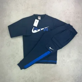 Nike Sportwear Crew Neck Air Tracksuit Set Blue/ Navy